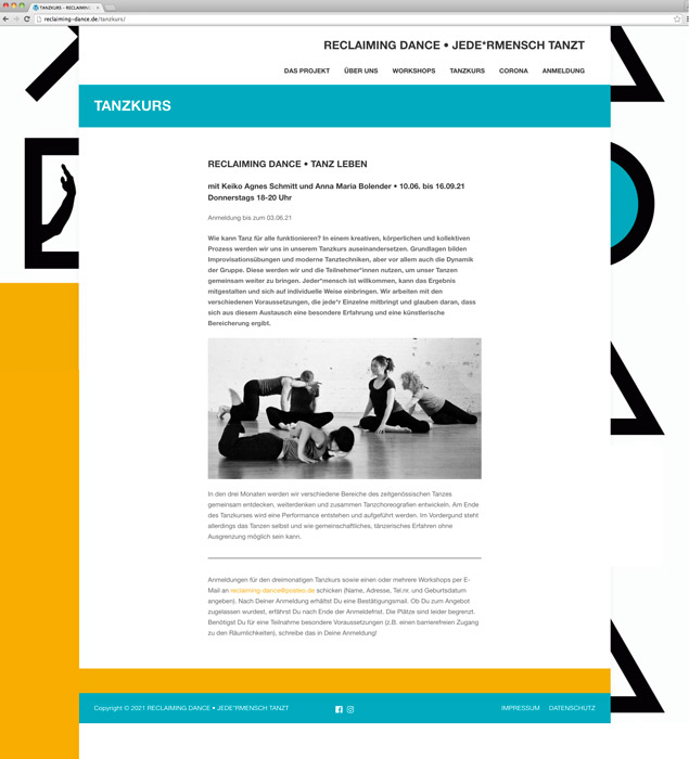 Website fr Reclaiming Dance  Jede*rmensch tanzt // Offenbach