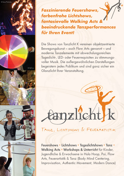 Tanzlicht K - Tanz, Lichtshows und Feuerartistik, Frankfurt // Gestaltung eines Folders